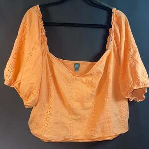 4XL - Wild Fable Orange Eyelet Puff Sleeve Crop Top